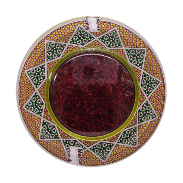 Decorative saffron tin — detail